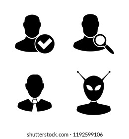 Users, Avatars. Simple Related Vector Icons Set for Video, Mobile Apps, Web Sites, Print Projects and Your Design. Users, Avatars icon Black Flat Illustration on White Background.