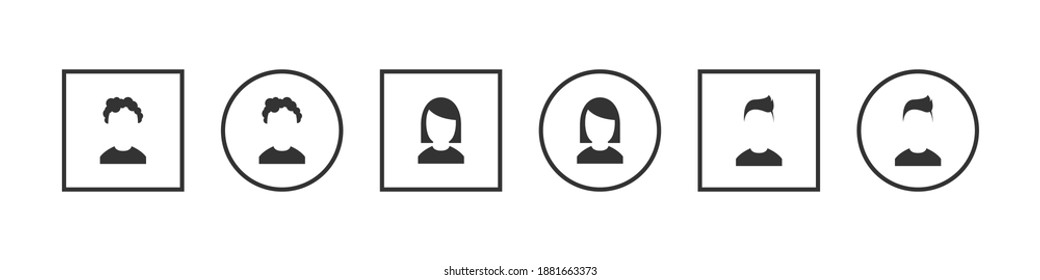 Benutzer und Avatare Vektorsymbole. Avatar Profil Symbol-Set inklusive männlich und weiblich. Vektorgrafik