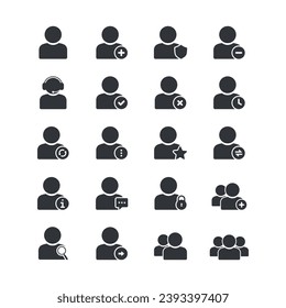 Users and Avatars Vector Icons. Teamwork and Businessman symbols. Icon set includes user, person, group, and team icons vector.
