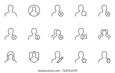 Users and Avatars Vector Line Icons. Teamwork and Businessman symbols. 48x48 Pixel Perfect.