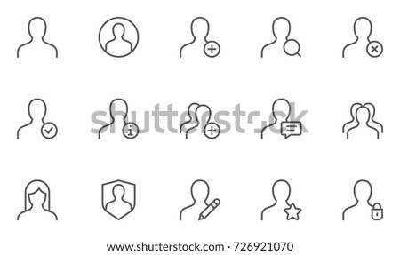 Users and Avatars Vector Line Icons. Teamwork and Businessman symbols. 48x48 Pixel Perfect.
