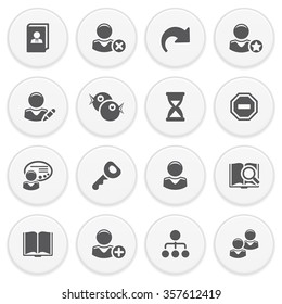 Users black icons with buttons.