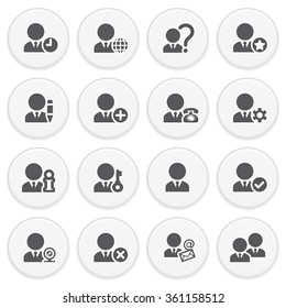 Users black icons with buttons.