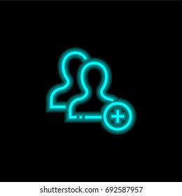 Users blue glowing neon ui ux icon. Glowing sign logo vector