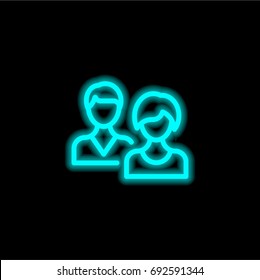 Users blue glowing neon ui ux icon. Glowing sign logo vector