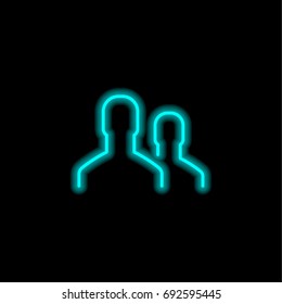 Users blue glowing neon ui ux icon. Glowing sign logo vector