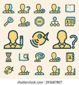 Users color contour icons. Flat design.