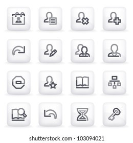 Users contour icons on buttons.