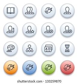 Users contour icons on color buttons.