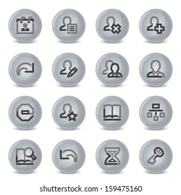 Users contour icons on gray buttons.