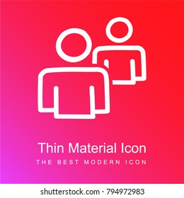 Users couple hand drawn outlines red and pink gradient material white icon minimal design