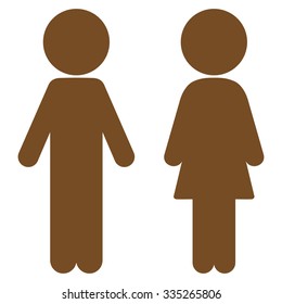 Users Couple vector icon. Style is flat symbol, brown color, rounded angles, white background.