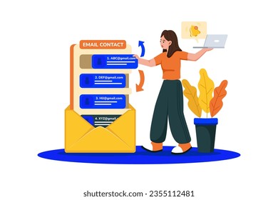 Users create and manage contact lists.