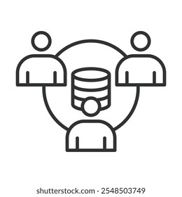 Users database, icon in line design. Users, database, information, storage, management, records, system on white background vector. Users database editable stroke icon