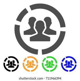 Users Diagram icon. Vector illustration style is a flat iconic users diagram symbol with black, grey, green, blue, yellow color variants. Designed for web and software interfaces.