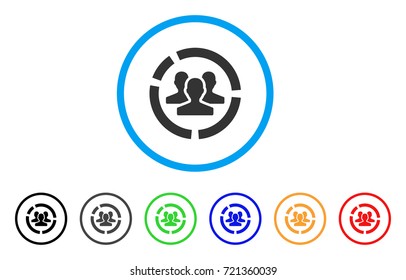 Users Diagram rounded icon. Style is a flat users diagram gray symbol inside light blue circle with black, gray, green, blue, red, orange variants. Vector designed for web and software interfaces.