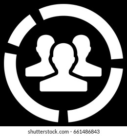 Users Diagram vector icon. Flat white symbol. Pictogram is isolated on a black background. Designed for web and software interfaces.