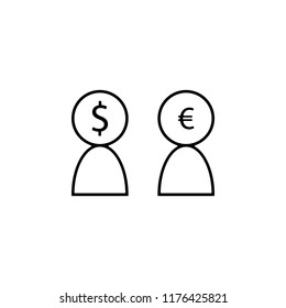 users dollar euro icon. Element of finance for mobile concept and web apps icon. Thin line icon for website design and development, app development. Premium icon