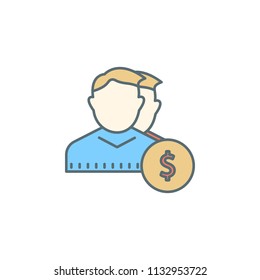 users in dollars dusk style line icon. Element of banking icon for mobile concept and web apps. Dusk style users in dollars icon can be used for web and mobile on white background