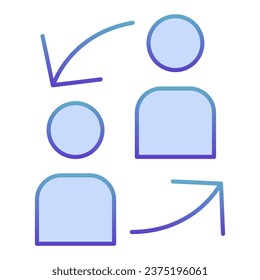 Los usuarios intercambian un icono plano. Los usuarios conectan iconos azules en un estilo plano de moda. Diseño de estilo de degradado de cambio de usuario, diseñado para web y aplicación. Eps 10
