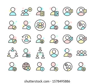 Users filled outline icon set. Vector and Illustration.