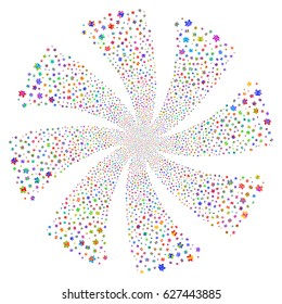 Users fireworks swirl rotation. Vector illustration style is flat bright multicolored iconic symbols on a white background. Object twirl constructed from random design elements.