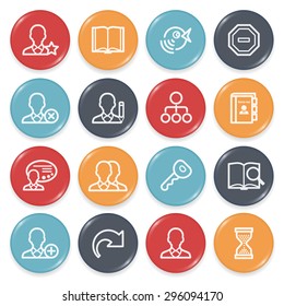 Users flat contour icons on color buttons.