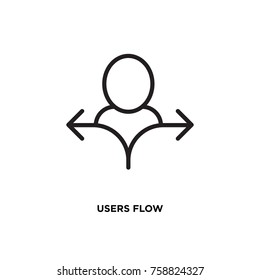 Users flow vector icon, user arrow symbol. Modern, simple flat vector illustration for web site or mobile app