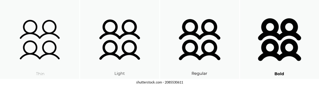 users four icon. Thin, Light Regular And Bold style design isolated on white background