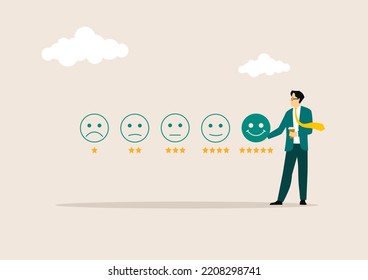 Users gives a ratings to service experience on online application for customer review satisfaction feedback survey vector illustration concept.