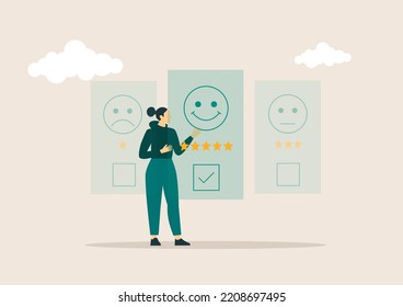 Users gives a ratings to service experience on online application for customer review satisfaction feedback survey vector illustration concept.