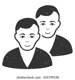 Users grainy textured icon for overlay watermark stamps. Flat symbol with dirty texture. Dotted vector gray ink rubber seal stamp with grunge design on a white background.