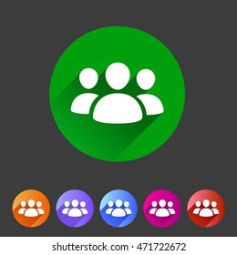 Users group social icon flat web sign symbol logo label set