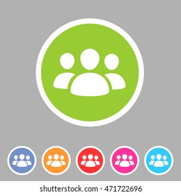 Users group social icon flat web sign symbol logo label set