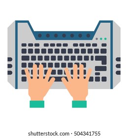 Users hands on keyboard and mouse of computer