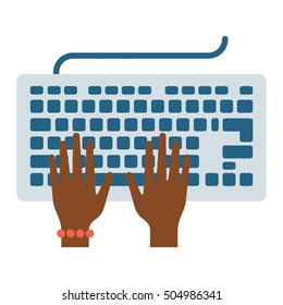 Users hands on keyboard and mouse of computer