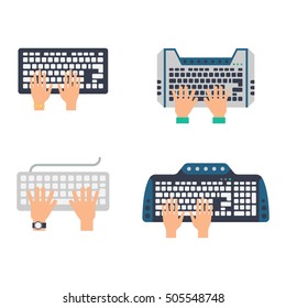 Users hands on keyboard and mouse of computer