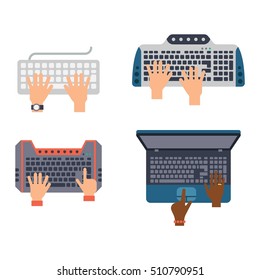 Users hands on keyboard and mouse of computer
