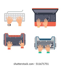 Users hands on keyboard and mouse of computer