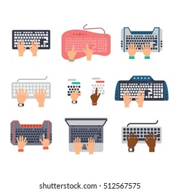 Users hands on keyboard and mouse of computer