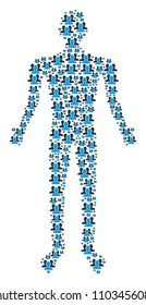 Users human avatar. Vector users icons are organized into person collage.