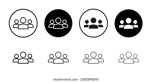 Users icon Black line art vector logo set