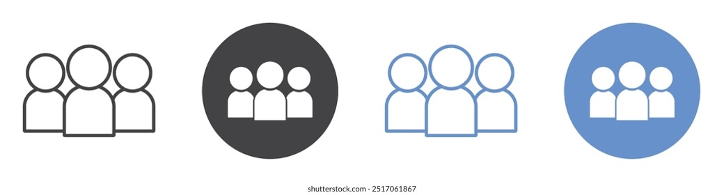 Conjunto de símbolos de línea plana de icono de usuarios.