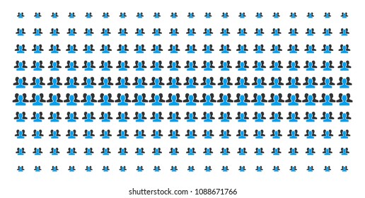 Users icon halftone pattern, designed for backgrounds, covers, templates and abstract effects. Vector users pictograms organized into halftone matrix.