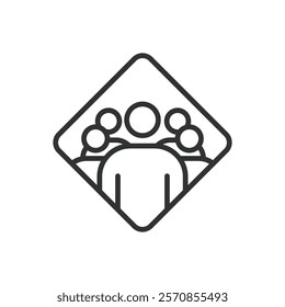 Users, icon in line design. Users, user profile, user icon, user group, people, customer, account on white background vector. Users editable stroke icon
