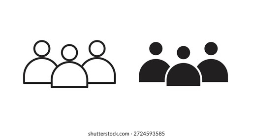 Icono de usuarios con versiones de línea y silueta.