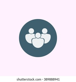 Users icon, on blue circle background, white outline