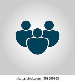 Users icon, on grey background, blue outline, large size symbol