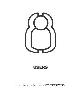 icono de usuario. Icono de usuarios de línea delgada de la colección de inteligencia artificial. Vector de contorno aislado en fondo blanco. El símbolo de usuario modificable se puede usar en web y móvil