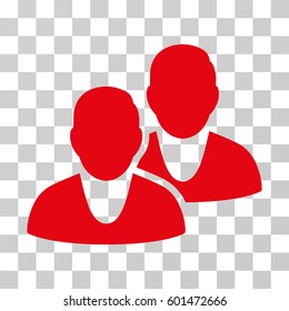 Users icon. Vector illustration style is flat iconic symbol, red color, transparent background. Designed for web and software interfaces.